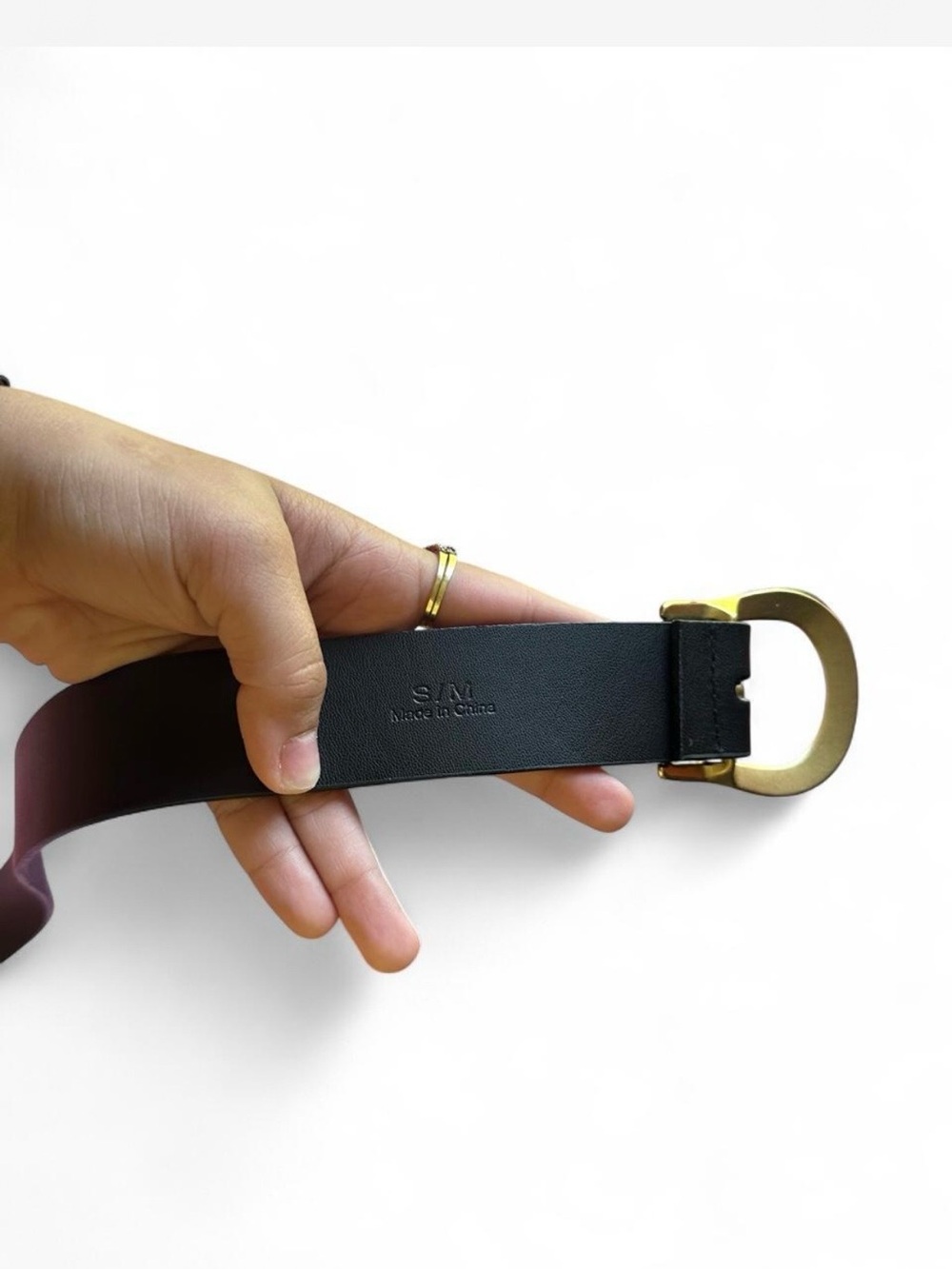Princess Polly Black Belt with Gold D-Ring Buckle